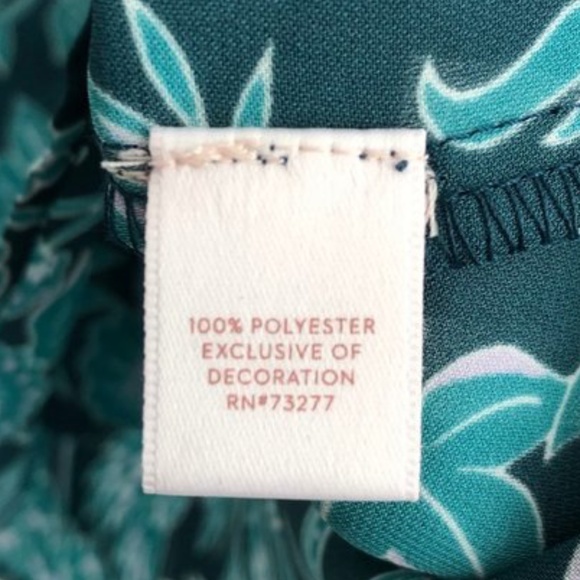 LC LAUREN CONRAD Top Blouse Pintuck Shark-Bite Patterned Teal Floral Size M L - Picture 12 of 14